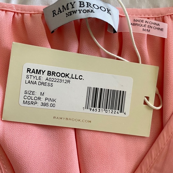 Ramy Brook Lana Pink Elastic Waist Ruffle Button Dress NWT Size Medium - Picture 3 of 12